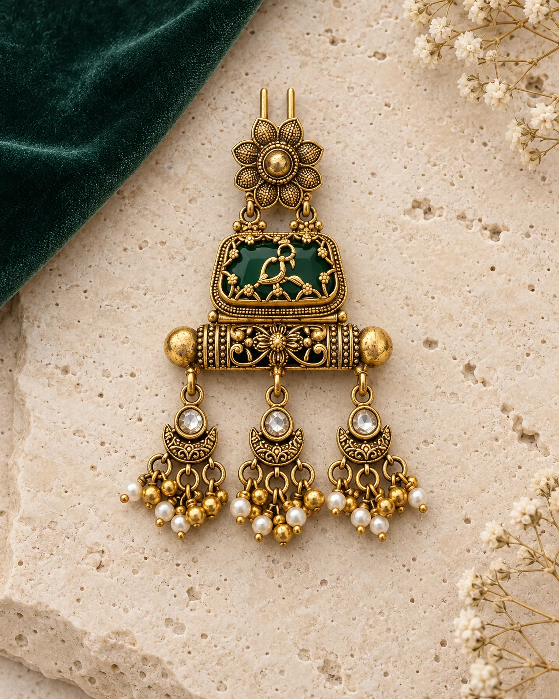 Antique Green Hair Accessory Set — view 2