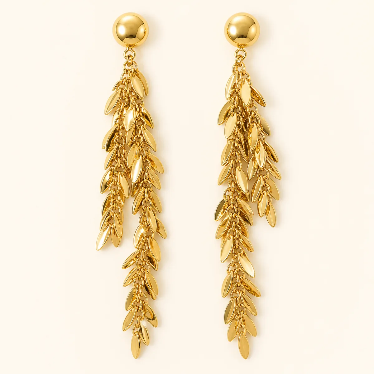 Cascading Gold Leaf Statement Earrings — view 1