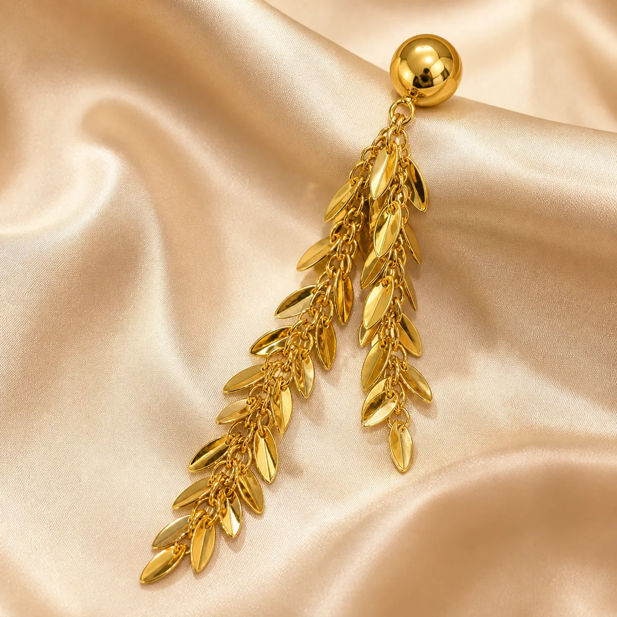 Cascading Gold Leaf Statement Earrings — view 2