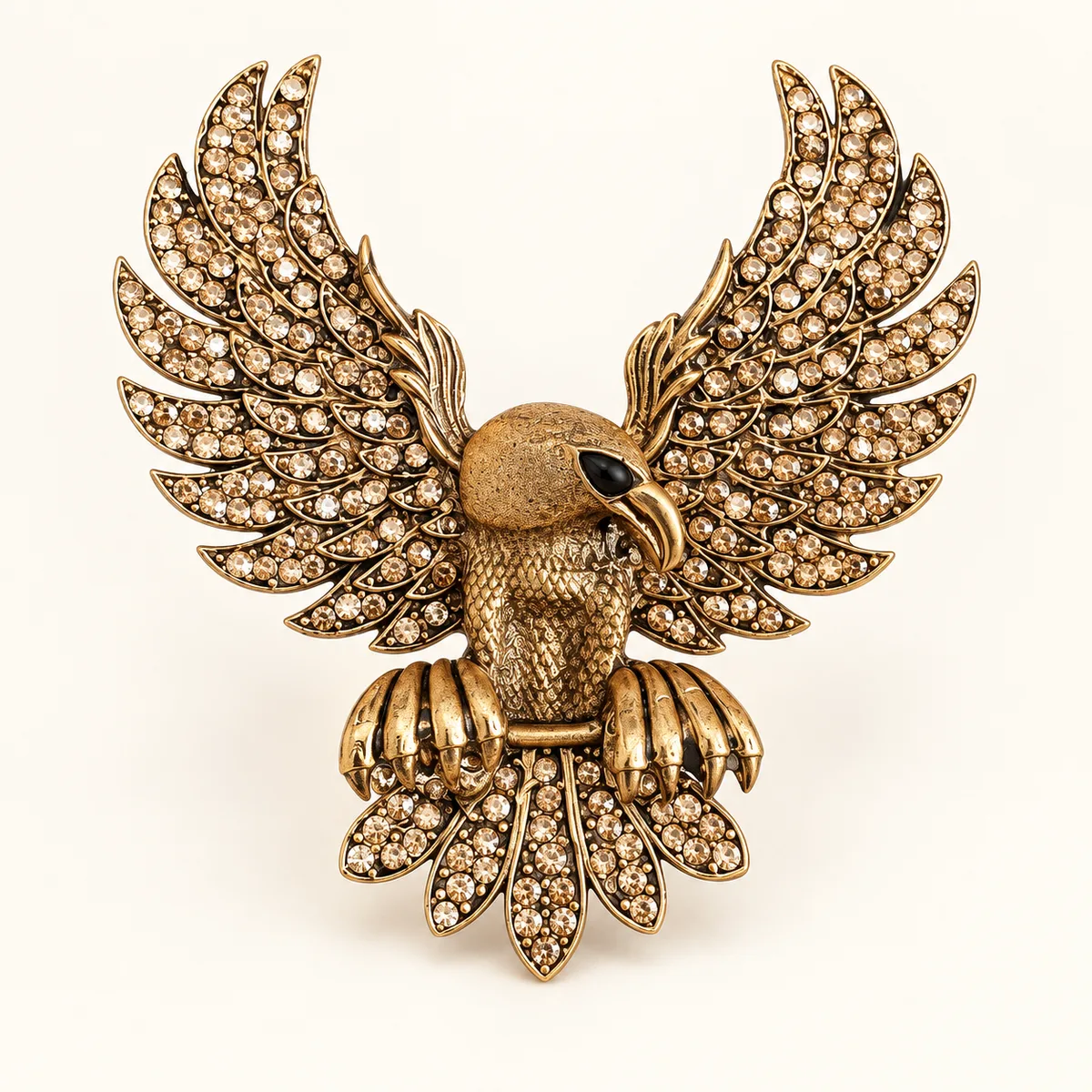 Champagne Rhinestone Eagle Brooch — view 1