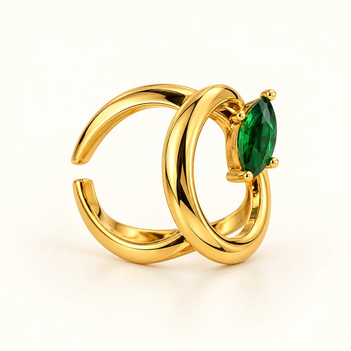 Emerald Marquise Sculptural Loop Ring — view 1