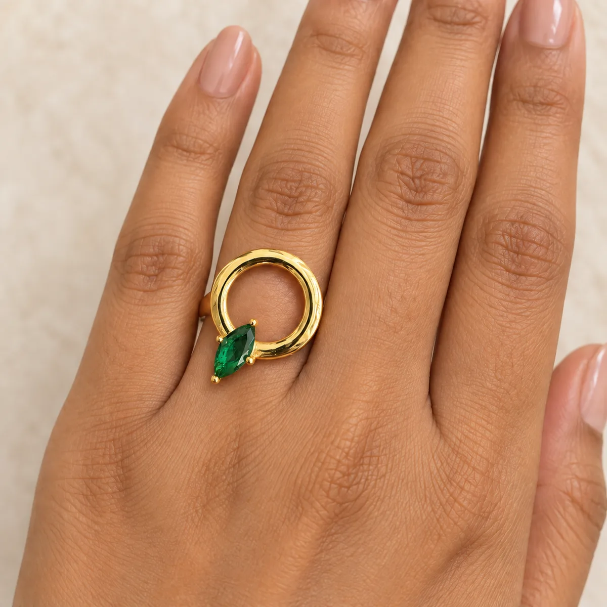 Emerald Marquise Sculptural Loop Ring — view 4