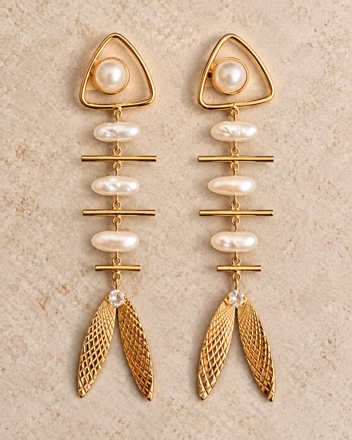 Geometric Pearl Earring Set — view 2