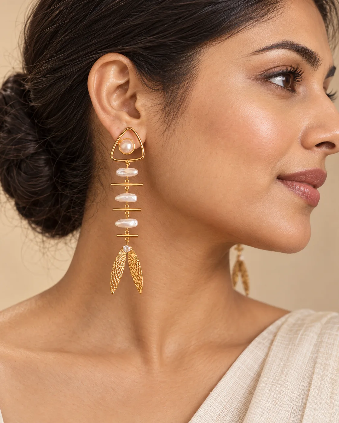 Geometric Pearl Earring Set — view 4