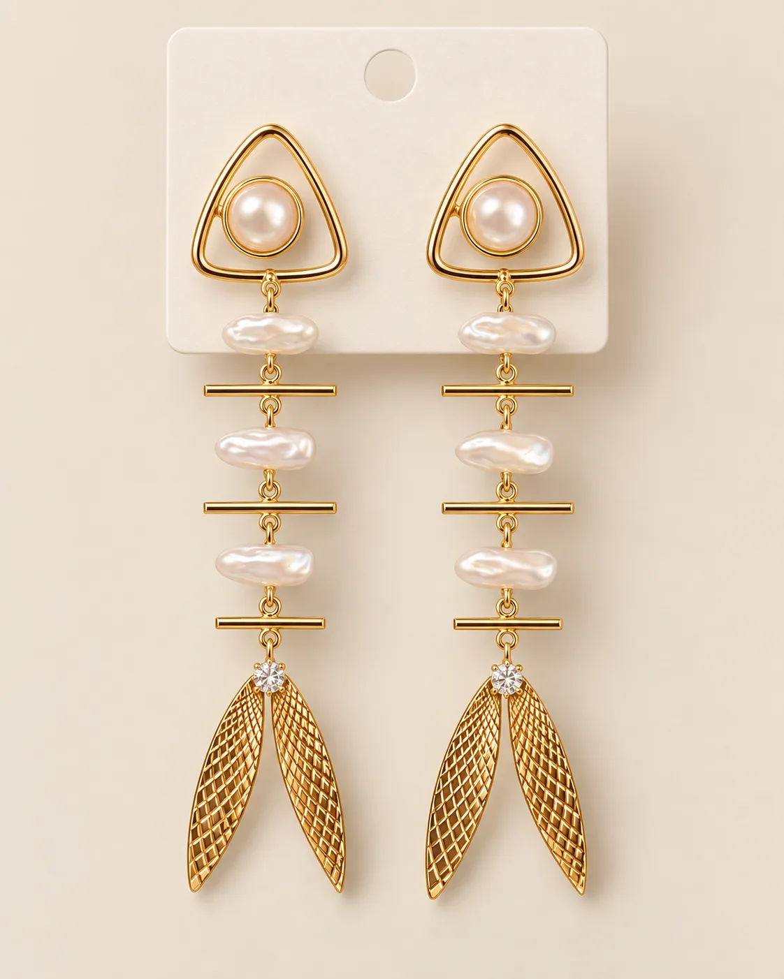Geometric Pearl Earring Set — view 1