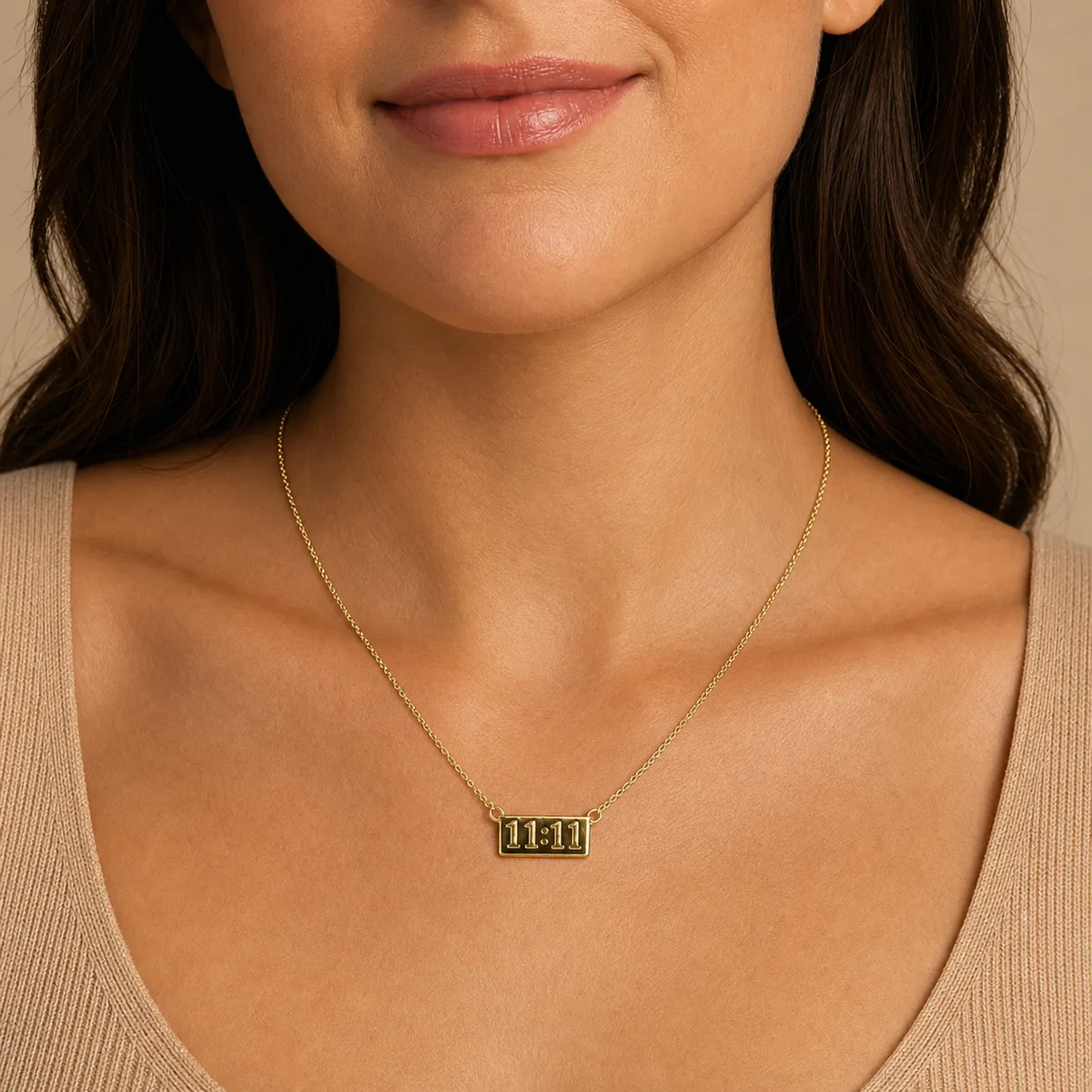 Gold 1111 Number Plate Necklace — view 4