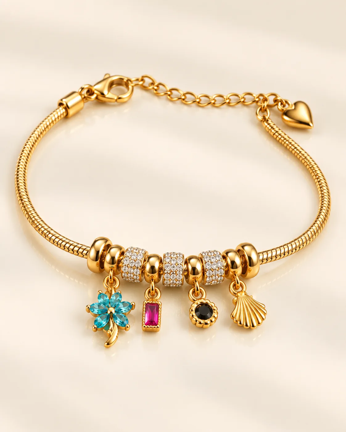 Gold Color Charm Bracelet Set — view 4