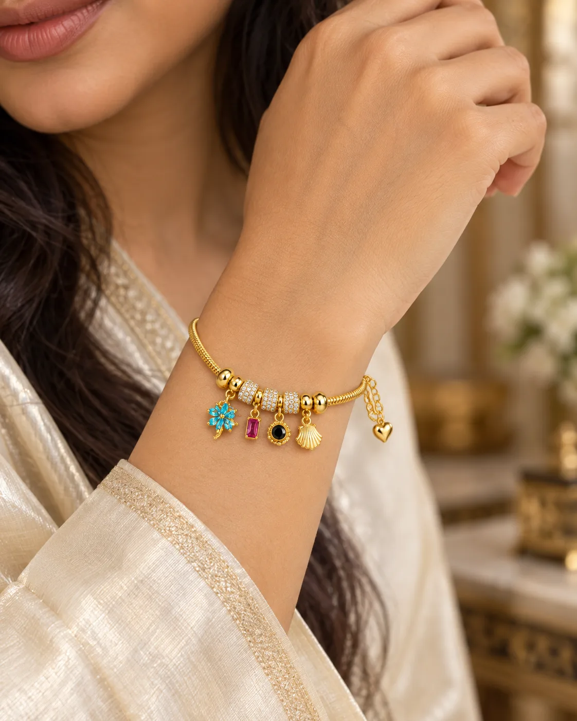 Gold Color Charm Bracelet Set — view 3