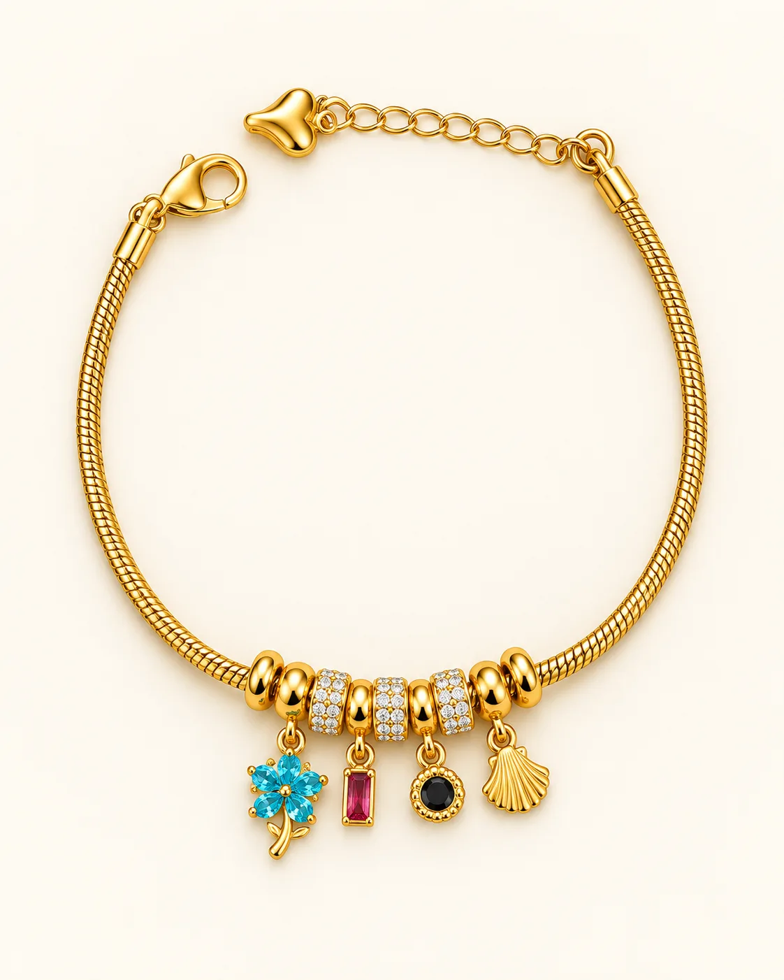 Gold Color Charm Bracelet Set — view 1