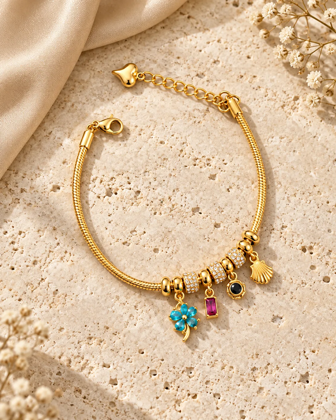 Gold Color Charm Bracelet Set — view 2