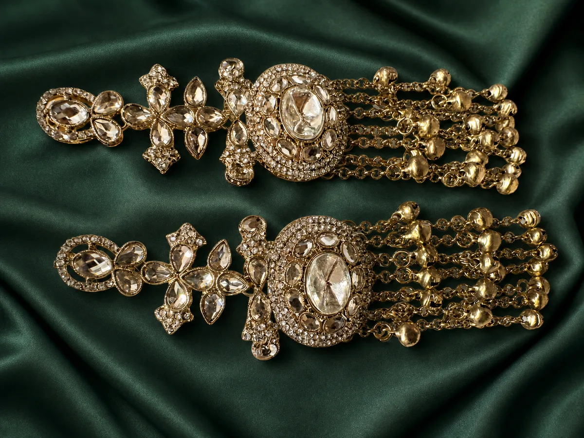 Gold Crystal Chandelier Earrings — view 3