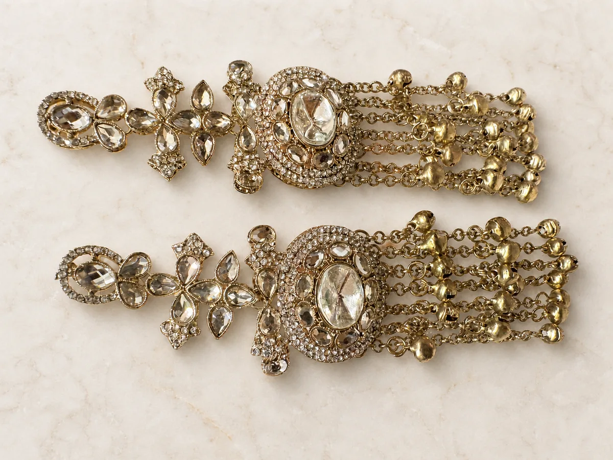 Gold Crystal Chandelier Earrings — view 2