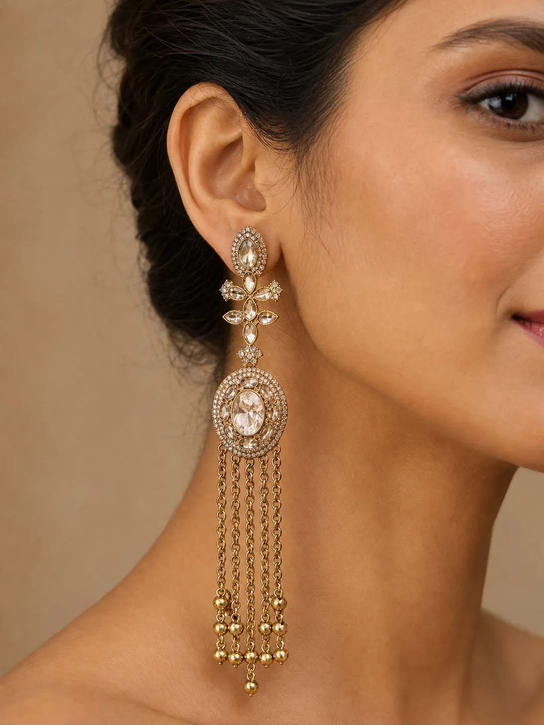 Gold Crystal Chandelier Earrings — view 4