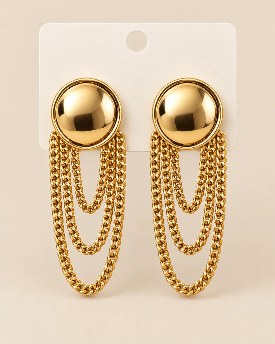 Gold Dome Chain Earring Set — view 1