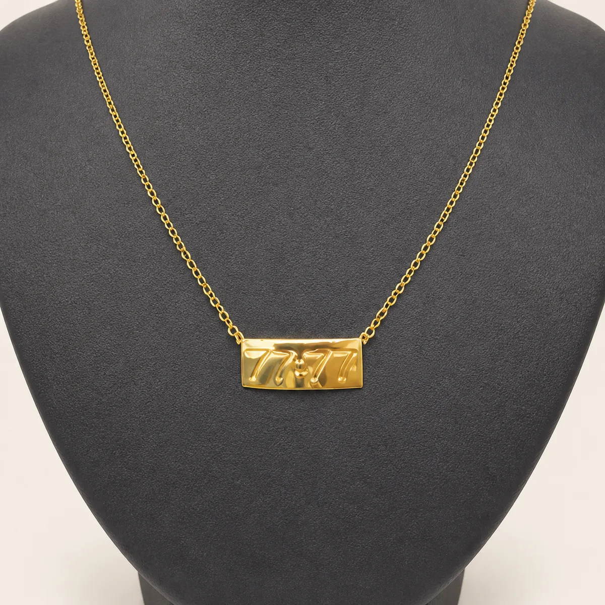 Gold Engraved Bar Pendant Necklace — view 2