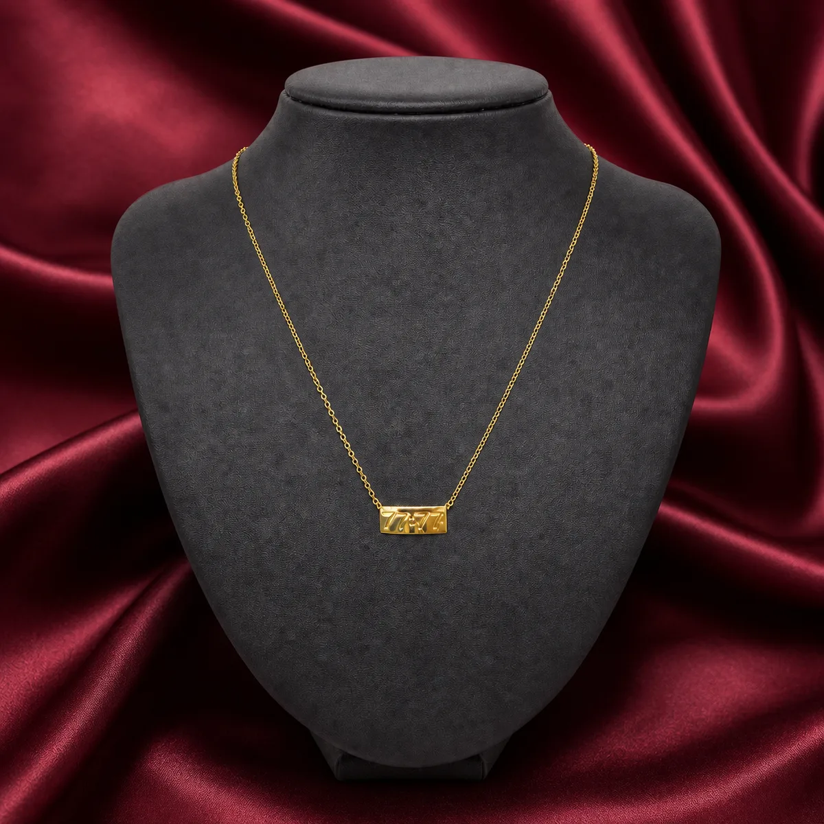 Gold Engraved Bar Pendant Necklace — view 3