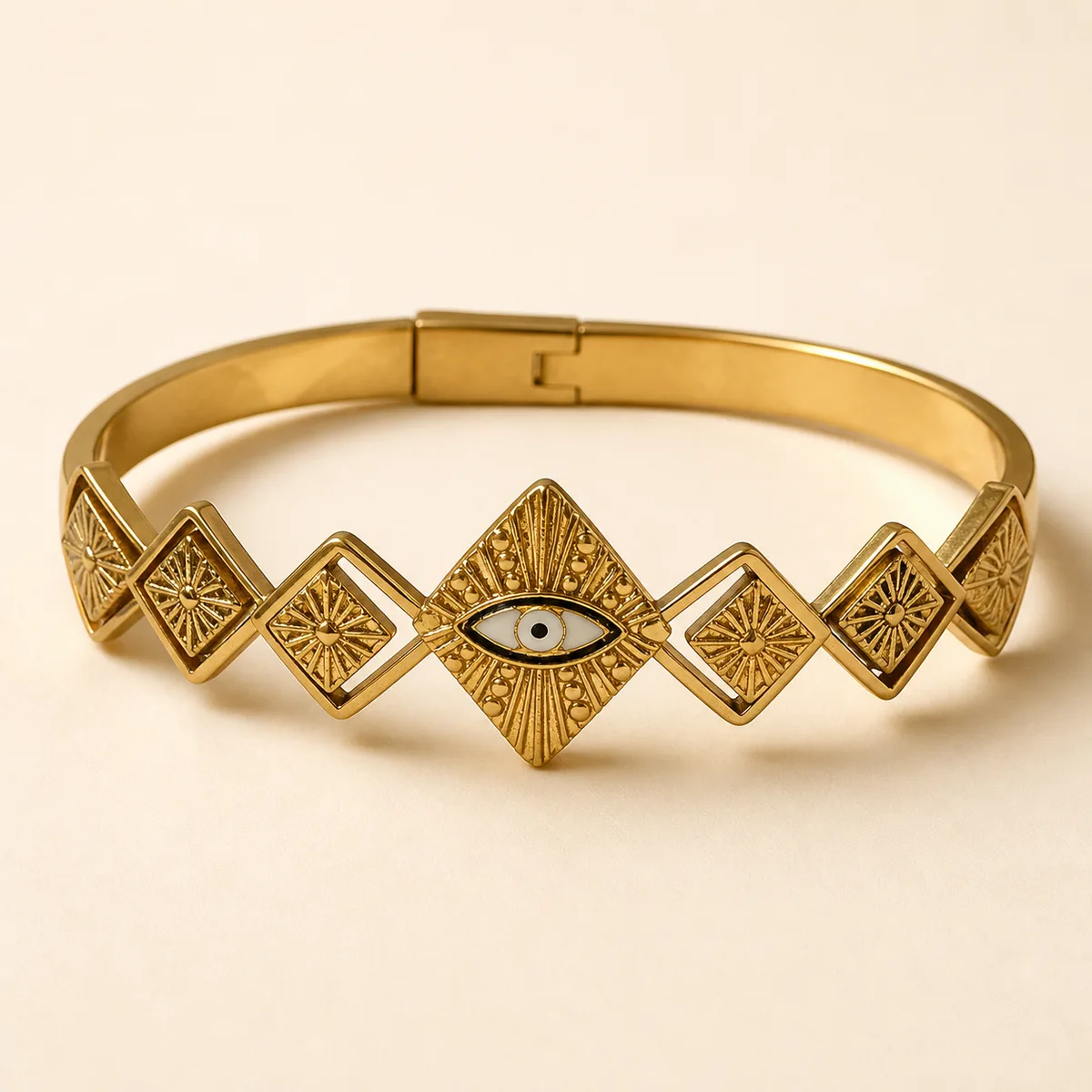Gold Geometric Sunburst Evil Eye Bracelet — view 1