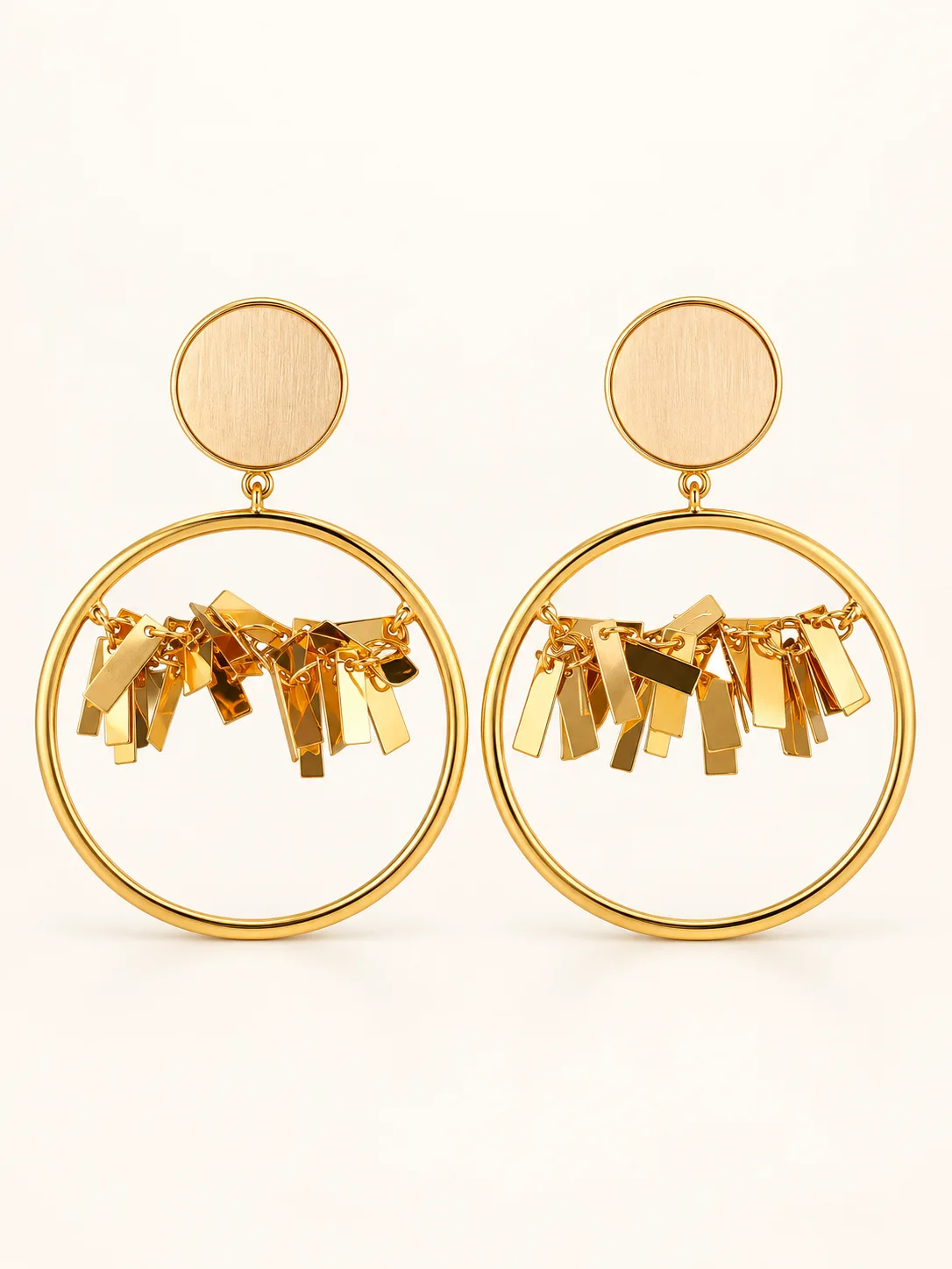 Gold Hoop Fringe Earring Set — view 1