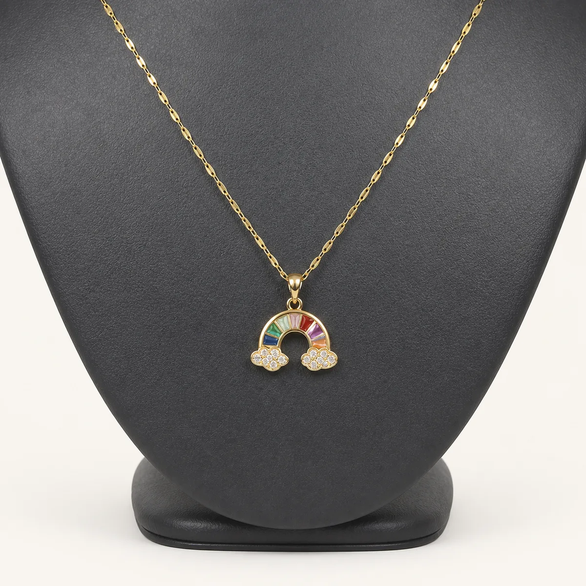 Gold Multicolor Rainbow Cloud Necklace — view 2