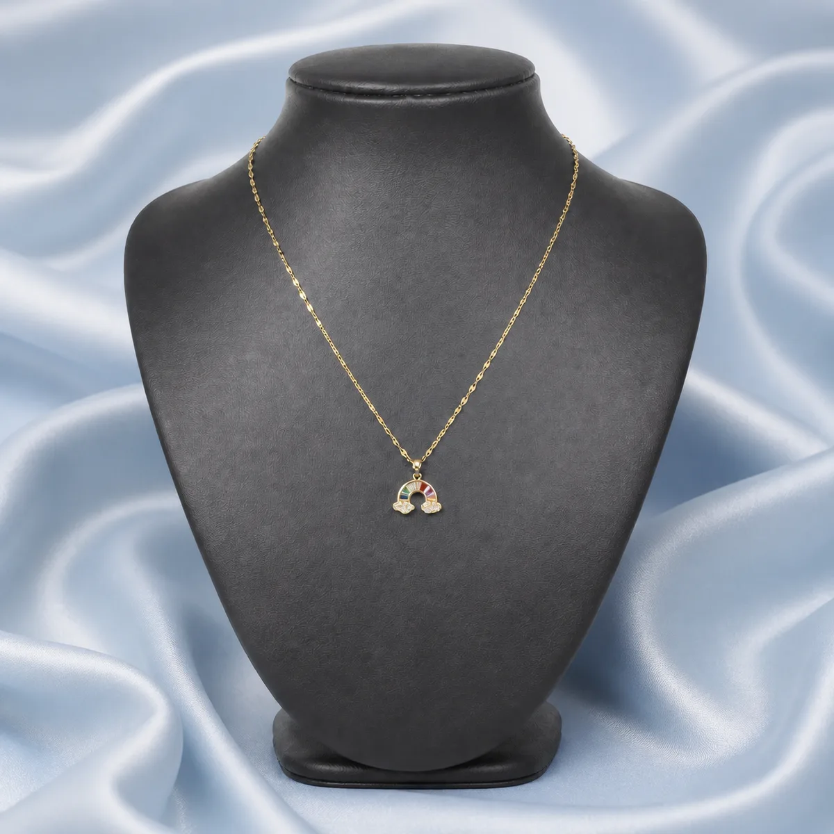 Gold Multicolor Rainbow Cloud Necklace — view 3