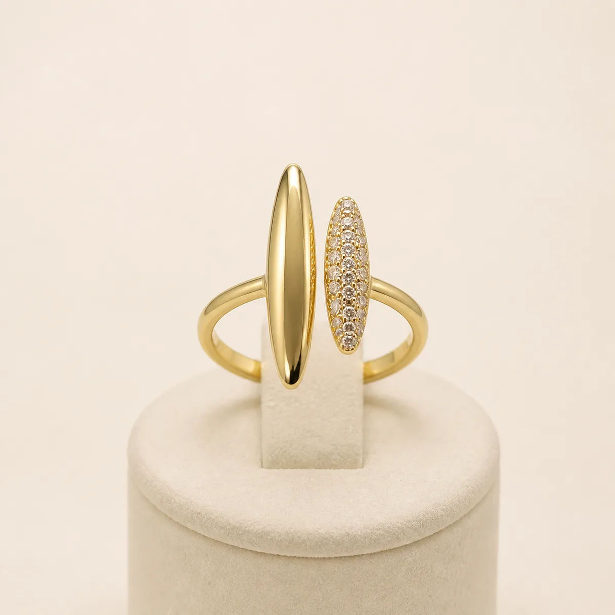 Gold Two Leaf Bypass Open Ring — view 1