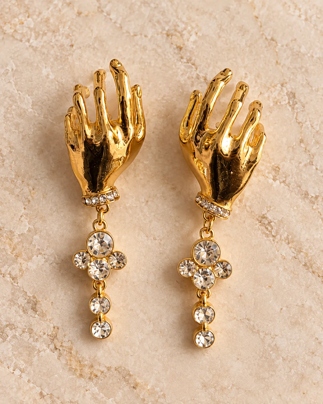 Crystal Hand Drop Earrings — view 2