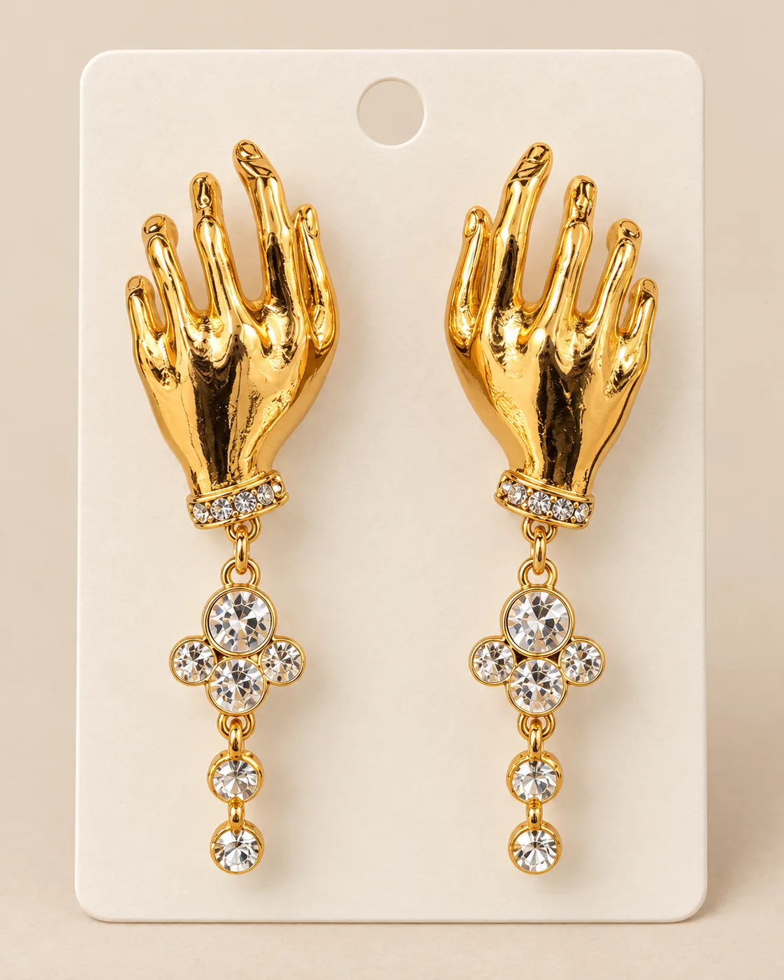 Crystal Hand Drop Earrings — view 1