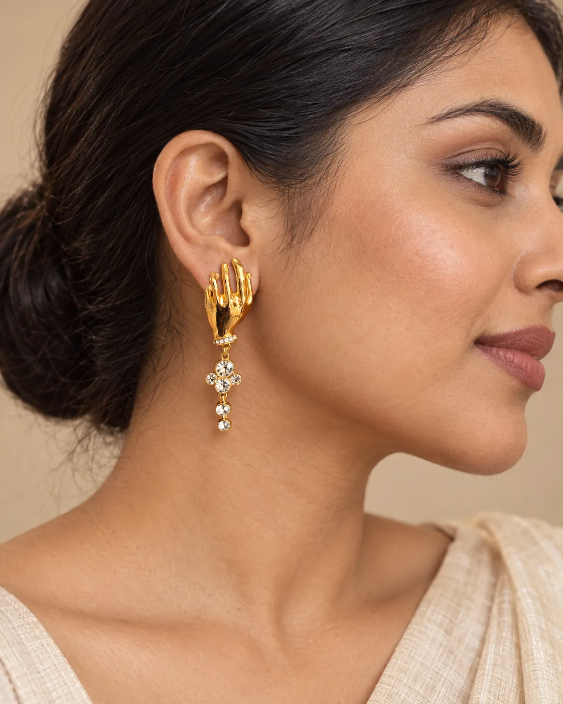 Crystal Hand Drop Earrings — view 4