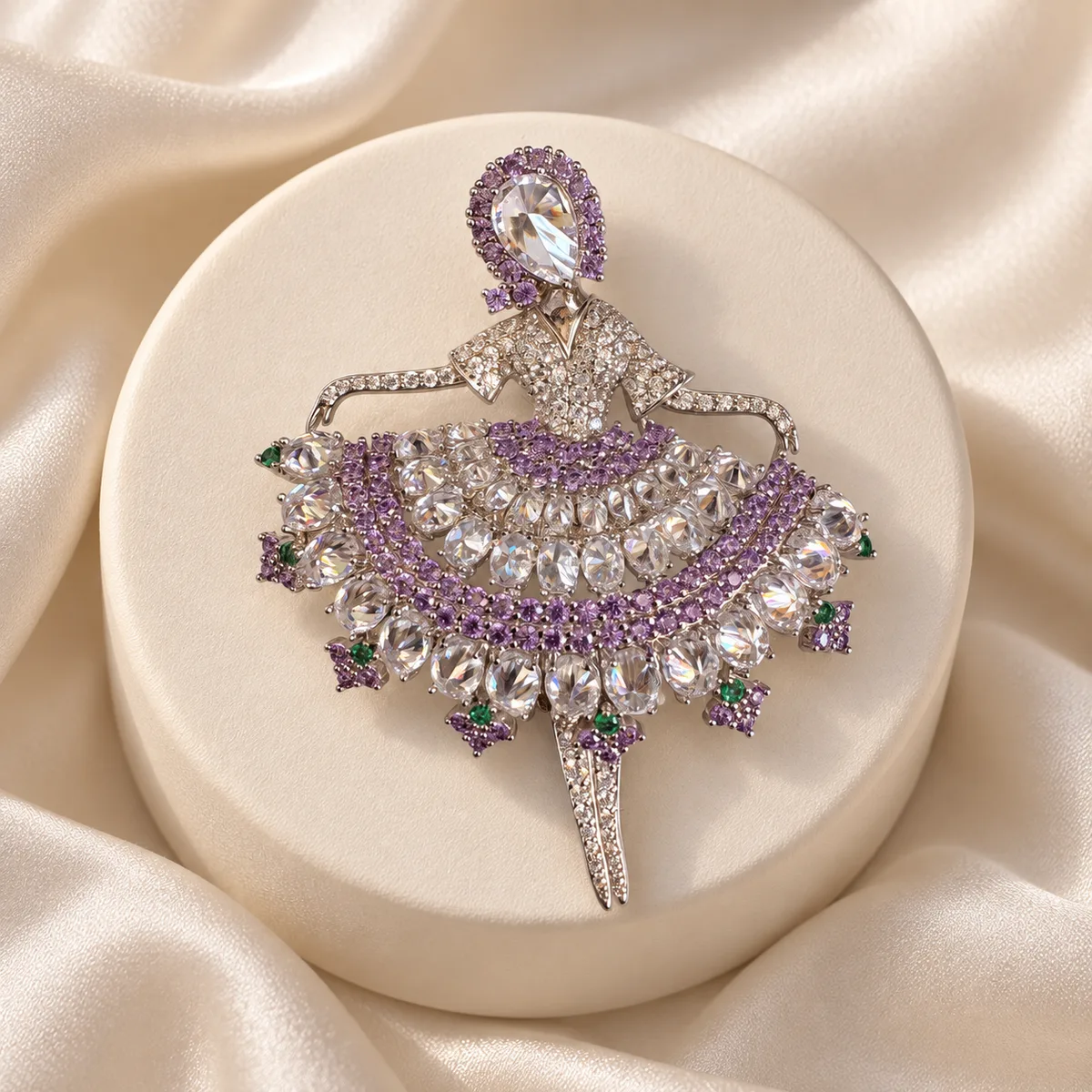 Lavender Crystal Ballerina Tutu Brooch — view 3