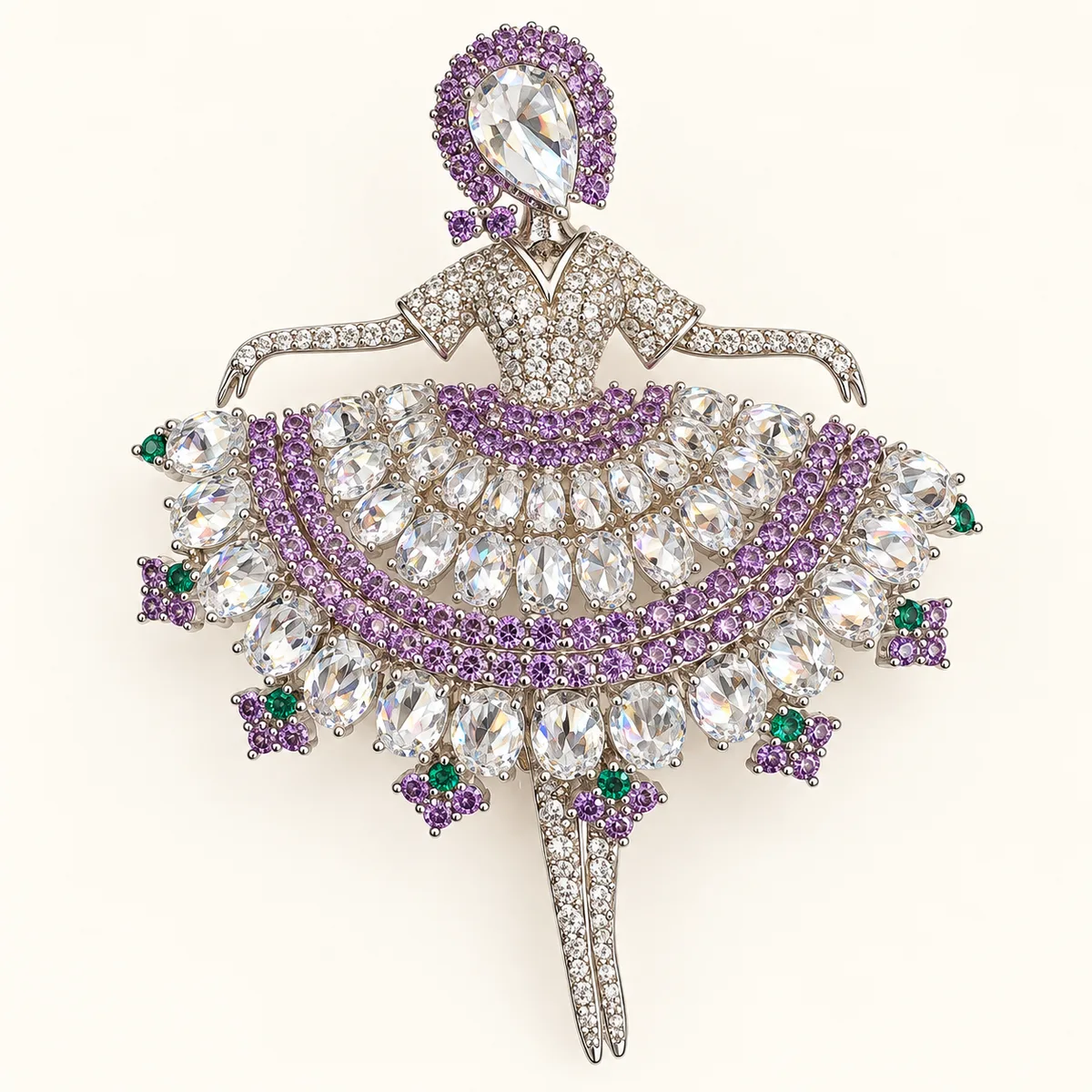 Lavender Crystal Ballerina Tutu Brooch — view 1