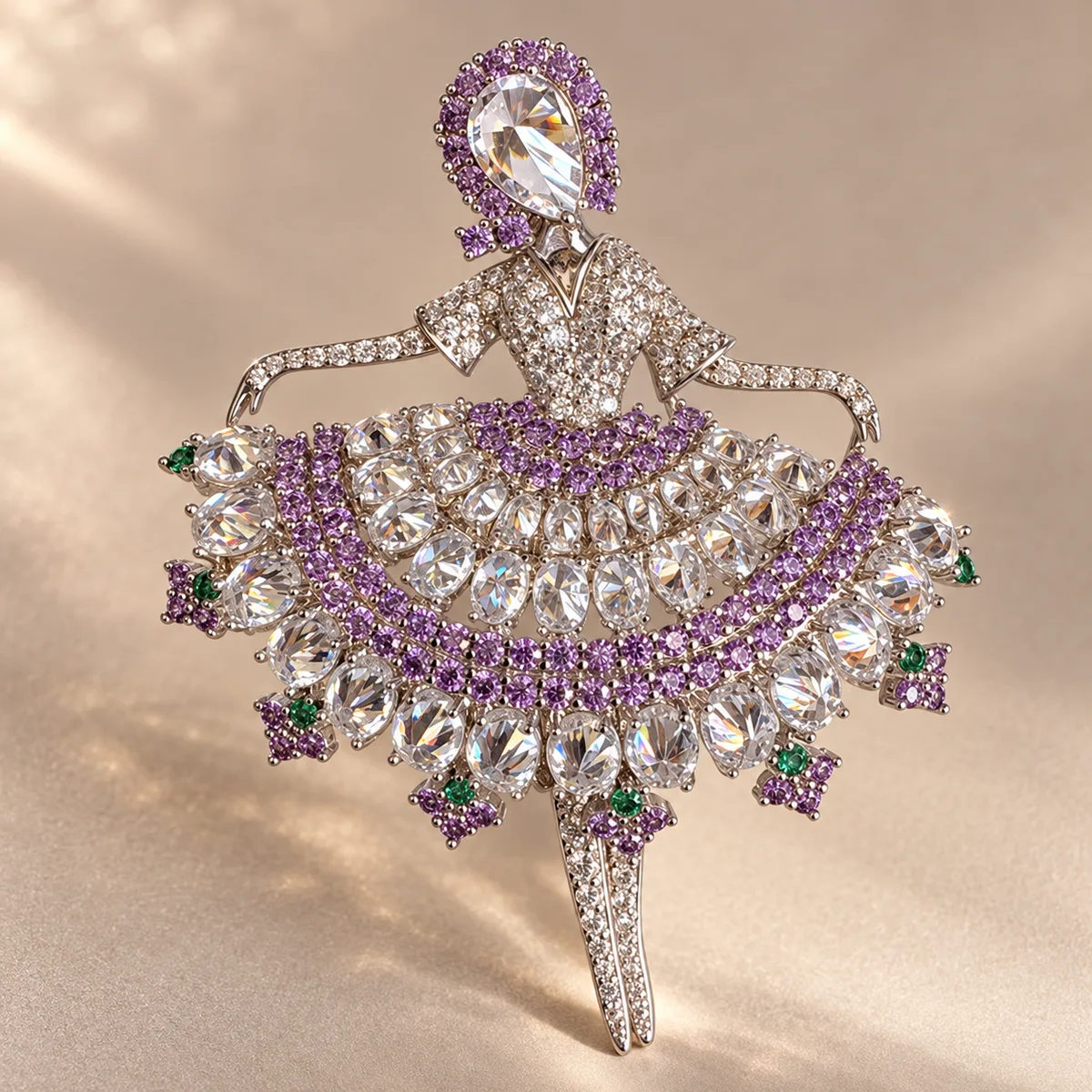Lavender Crystal Ballerina Tutu Brooch — view 2