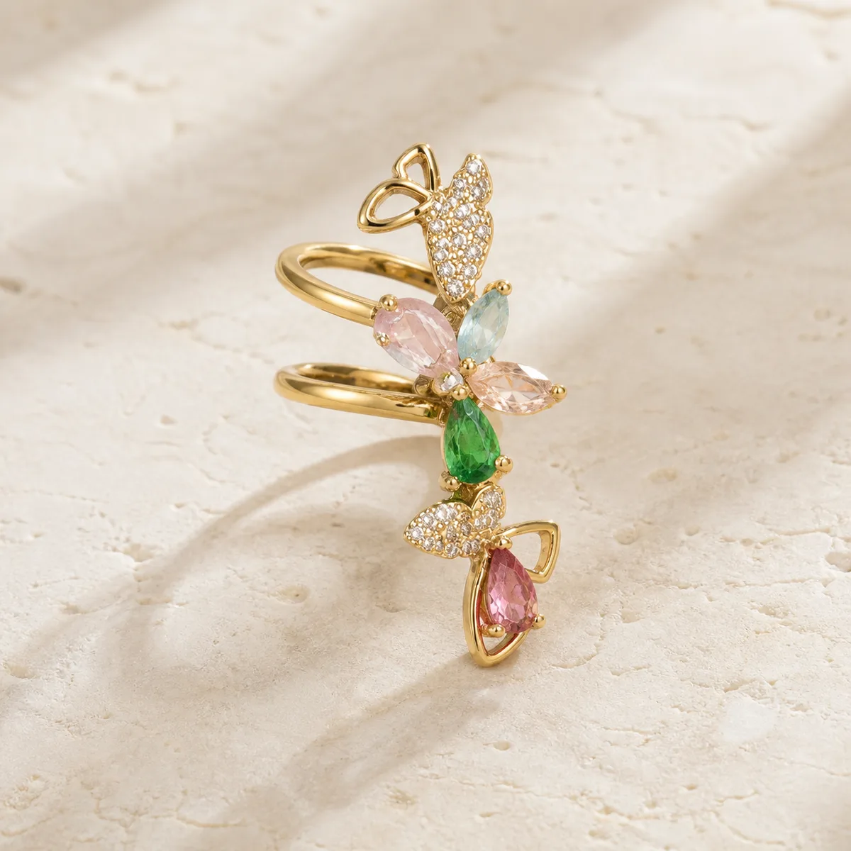Multicolour Butterfly Vine Ear Cuff — view 1