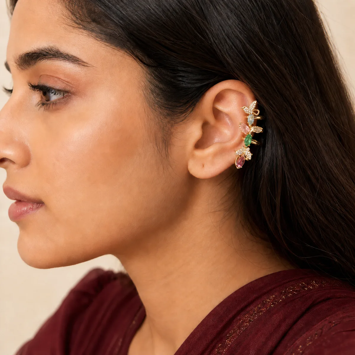 Multicolour Butterfly Vine Ear Cuff — view 4