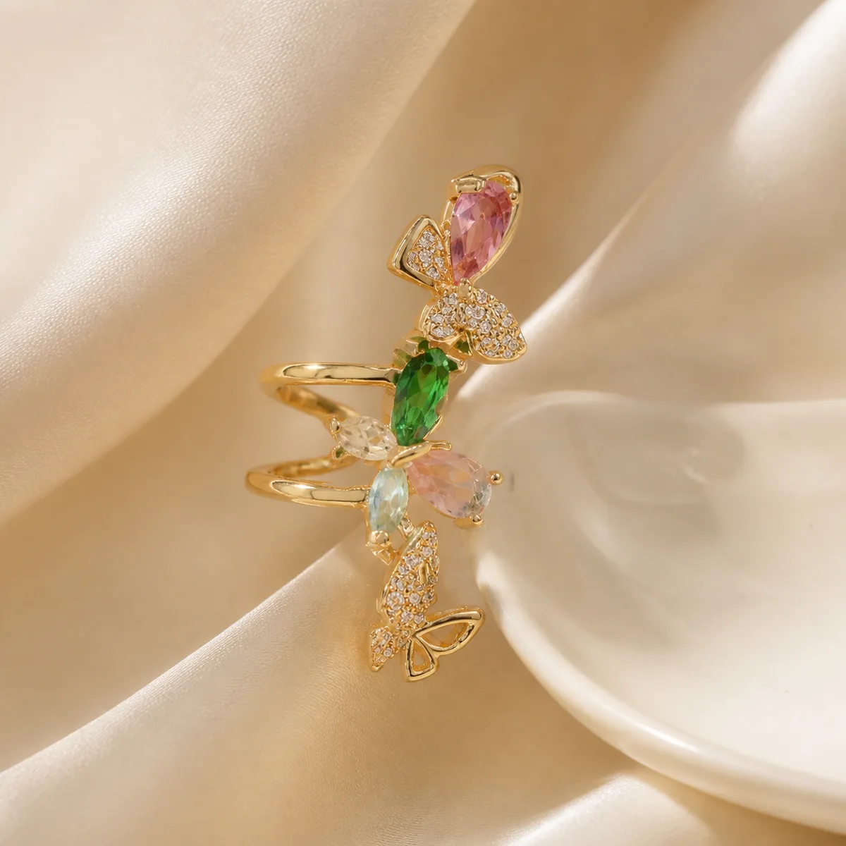 Multicolour Butterfly Vine Ear Cuff — view 3