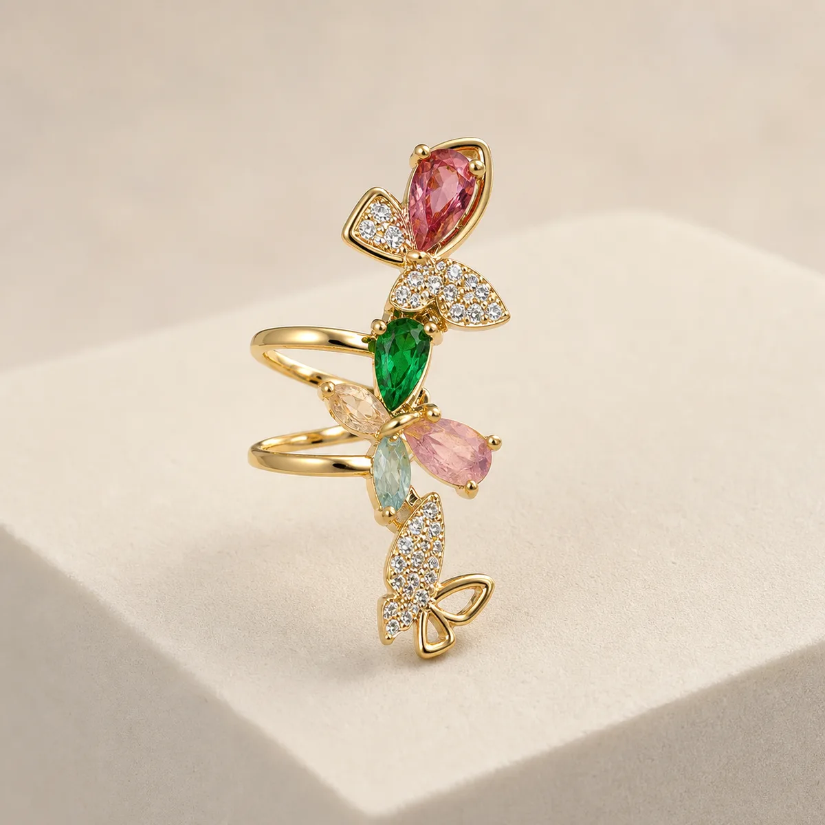 Multicolour Butterfly Vine Ear Cuff — view 2