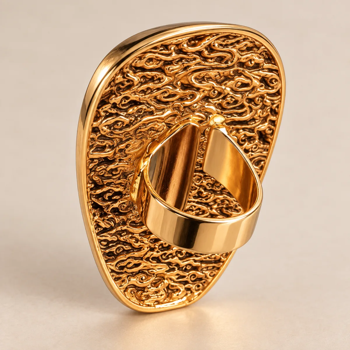 Oversized Red Cabochon Statement Ring — view 2