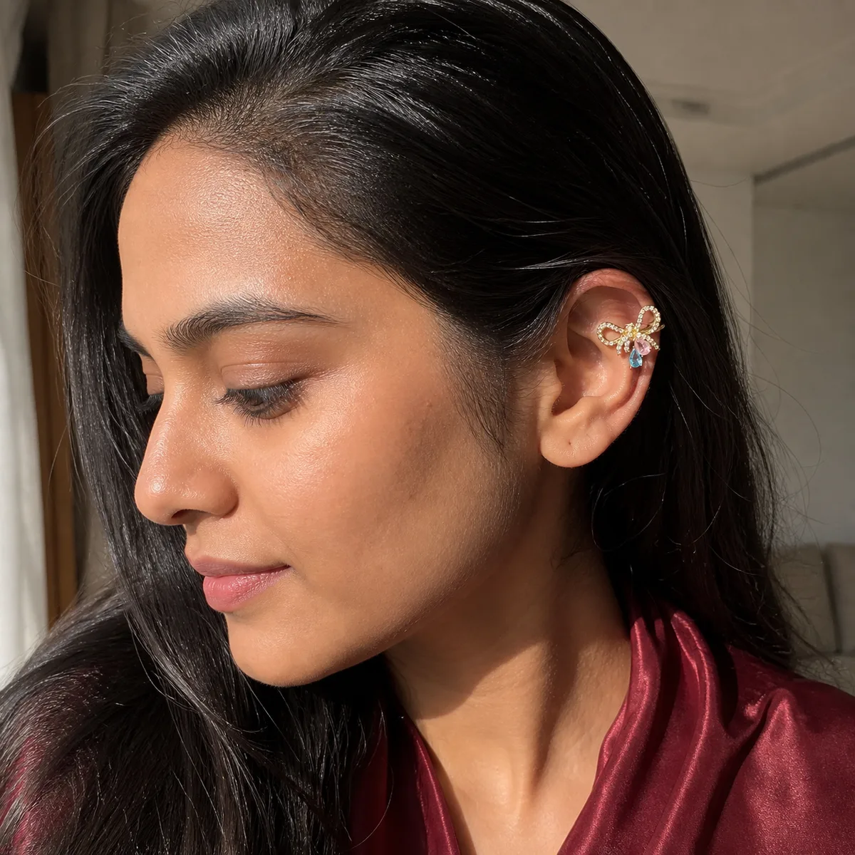 Pave Bow Ear Cuff — view 4
