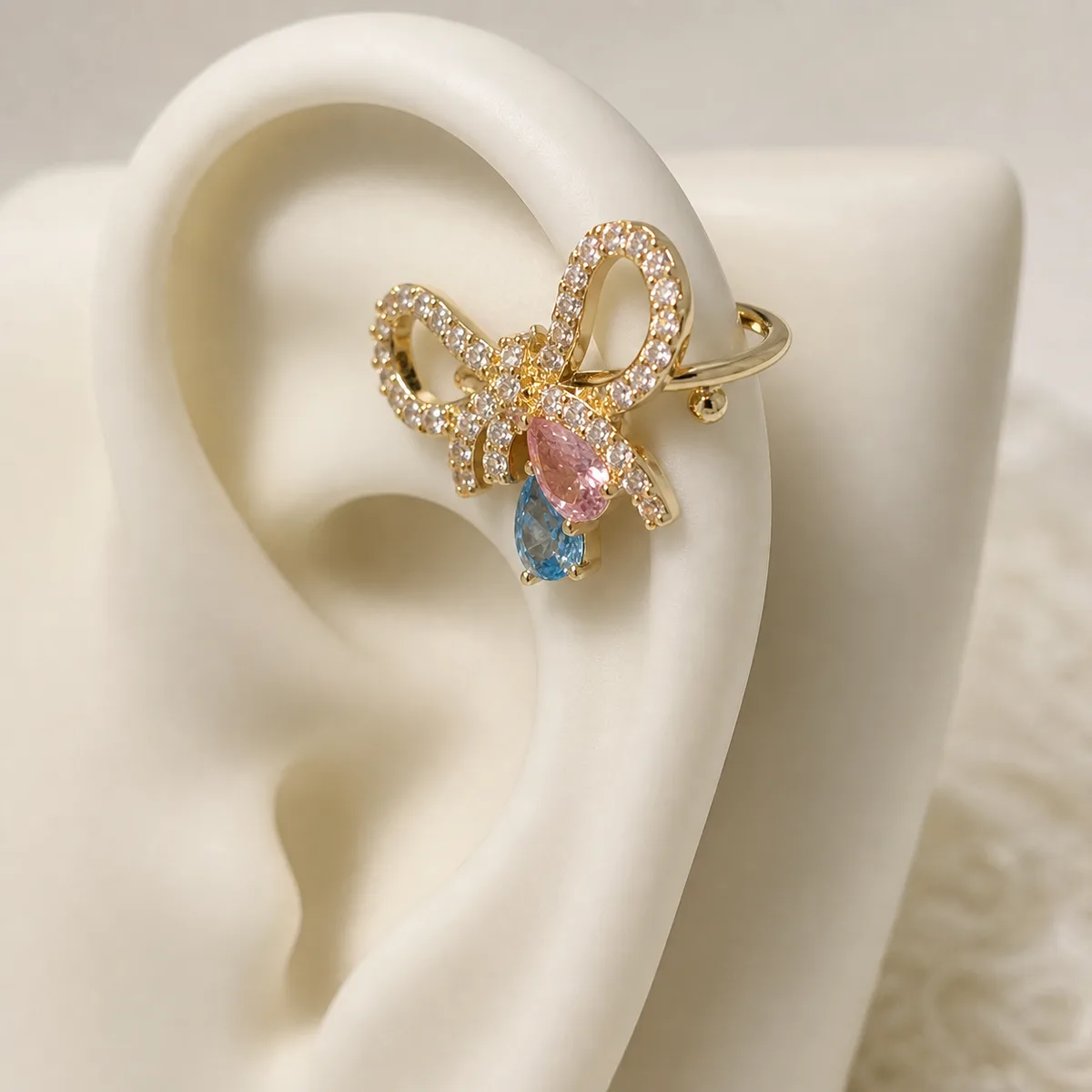 Pave Bow Ear Cuff — view 2
