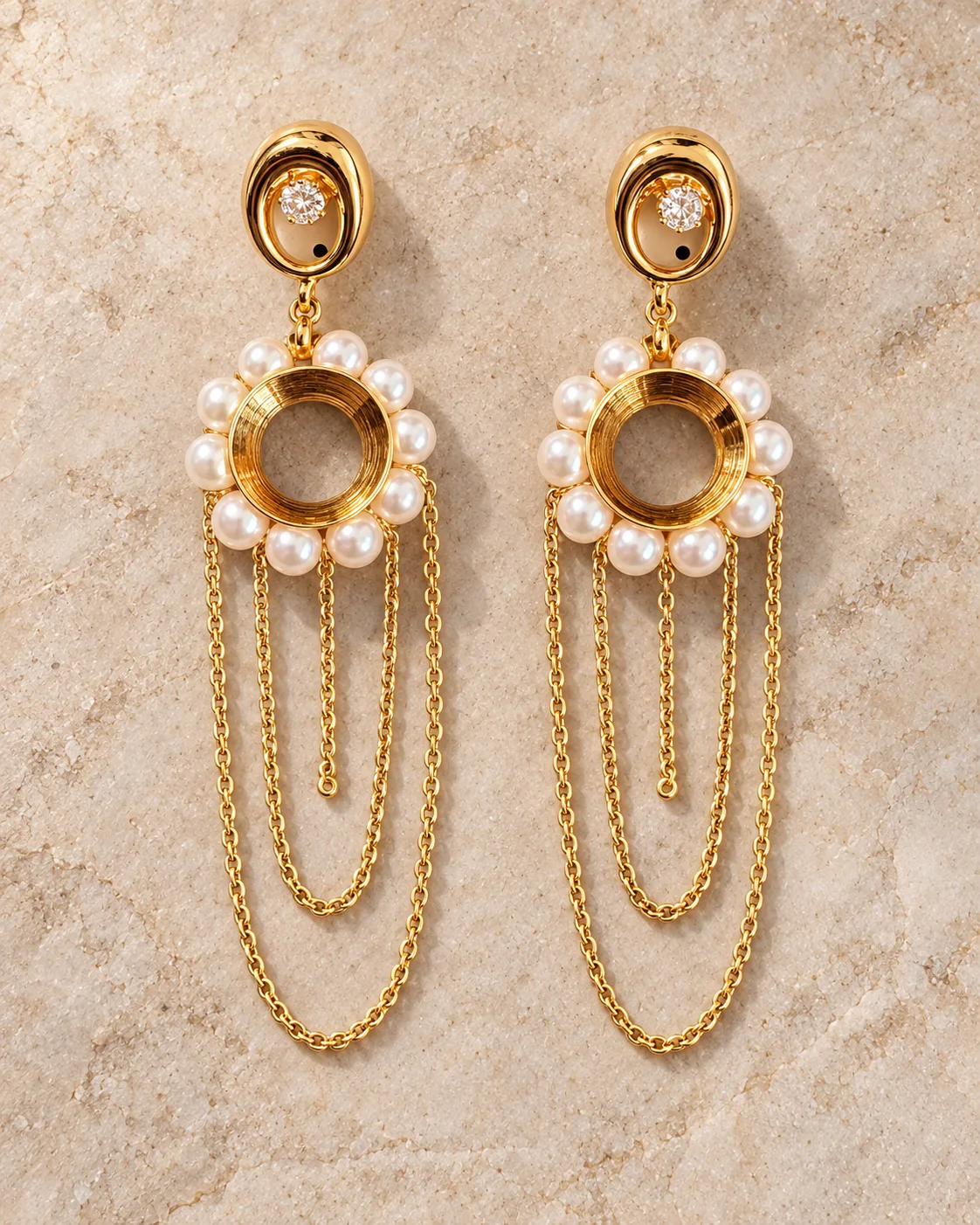 Pearl Chain Earring Set — view 2