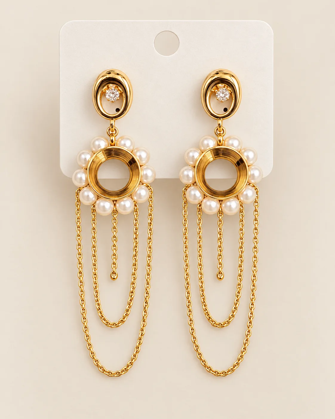 Pearl Chain Earring Set — view 1
