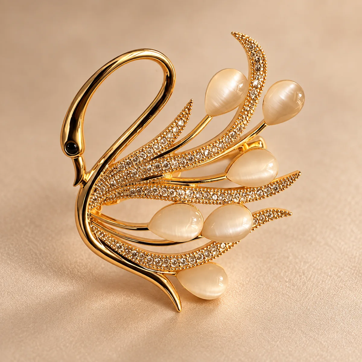 Pearl Pave Swan Brooch — view 2