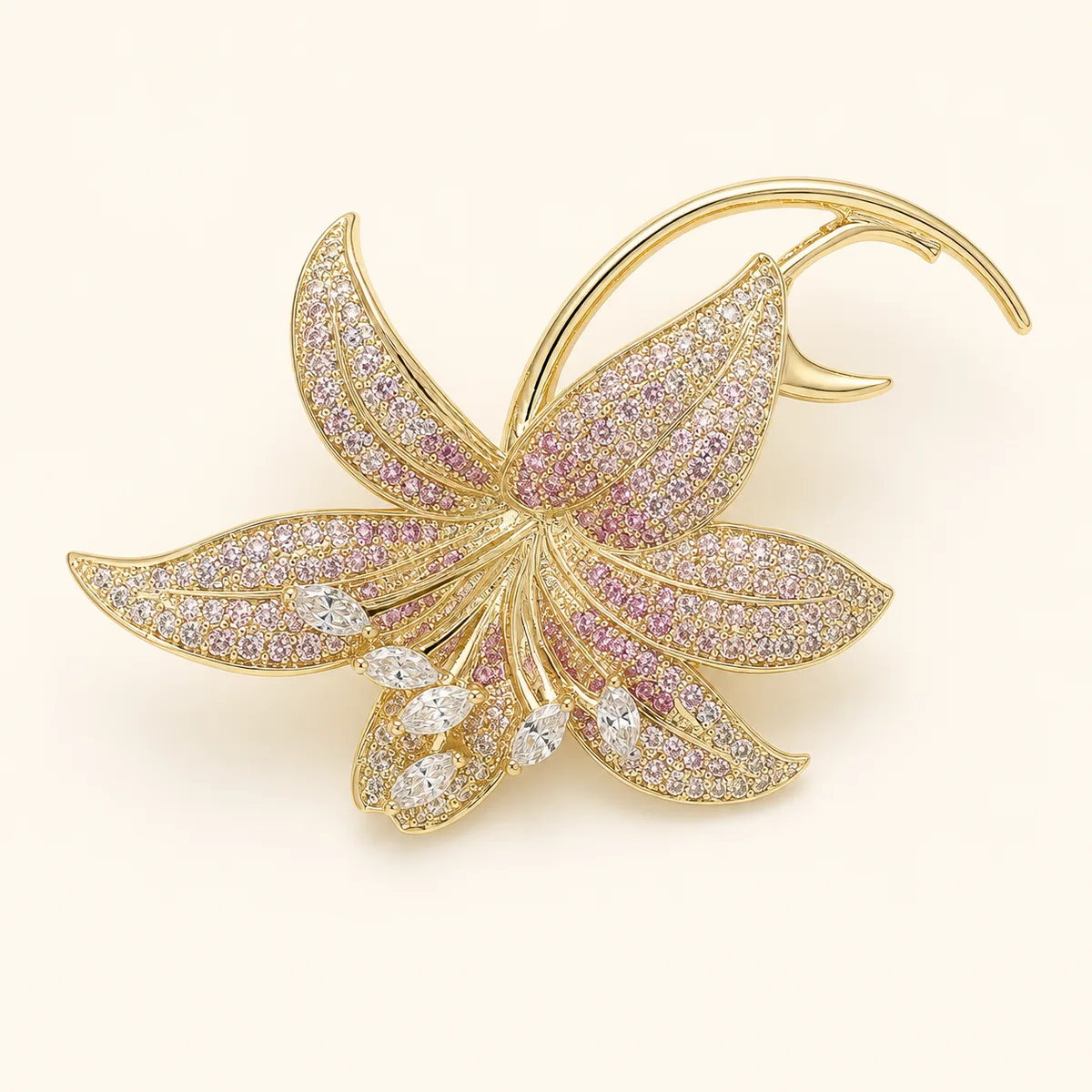 Pink Pave Lily Brooch — view 1