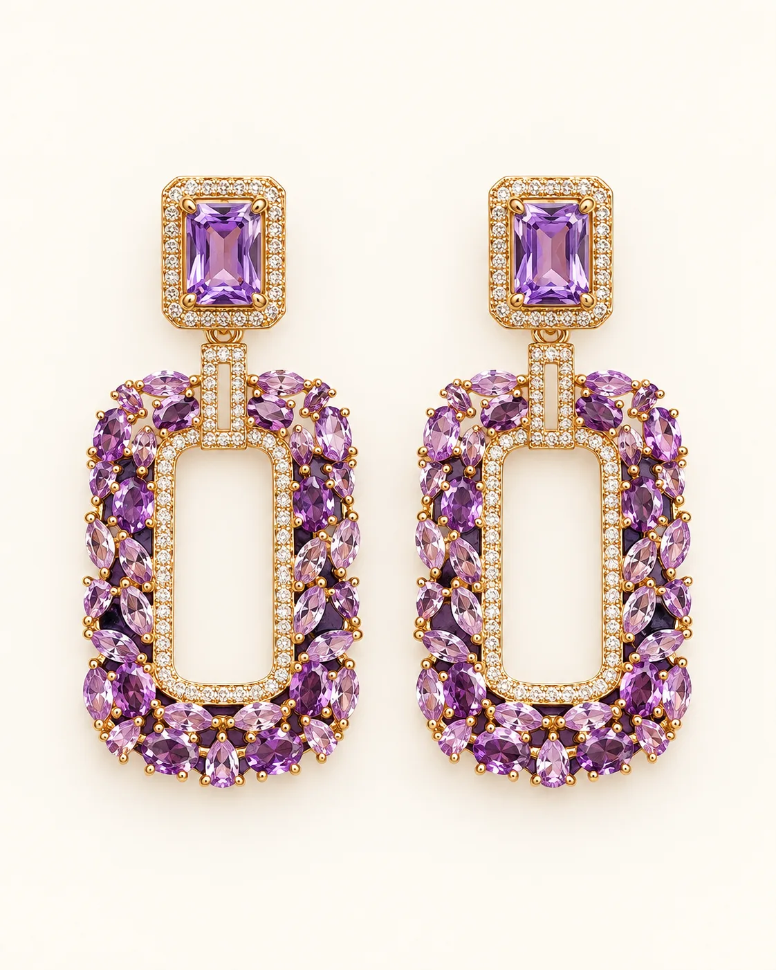 Purple Geometric Earring Set — view 1
