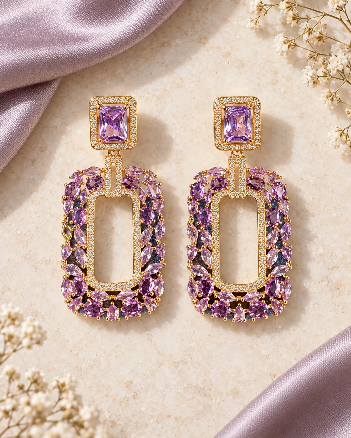 Purple Geometric Earring Set — view 2