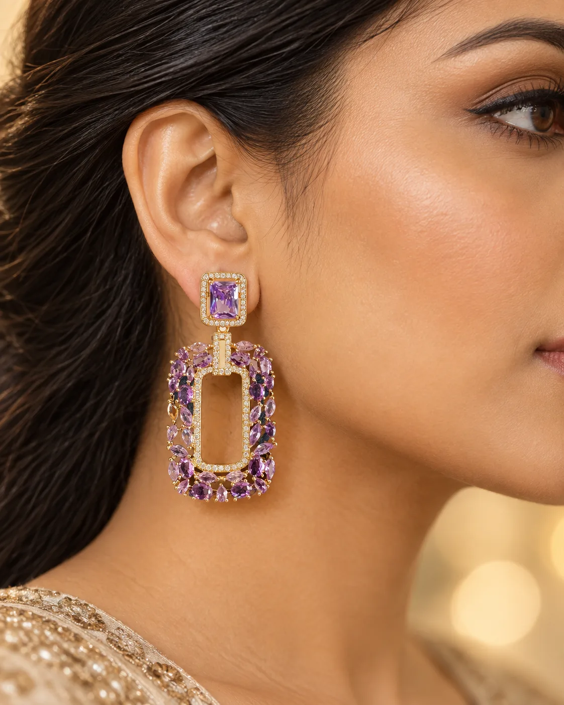 Purple Geometric Earring Set — view 4