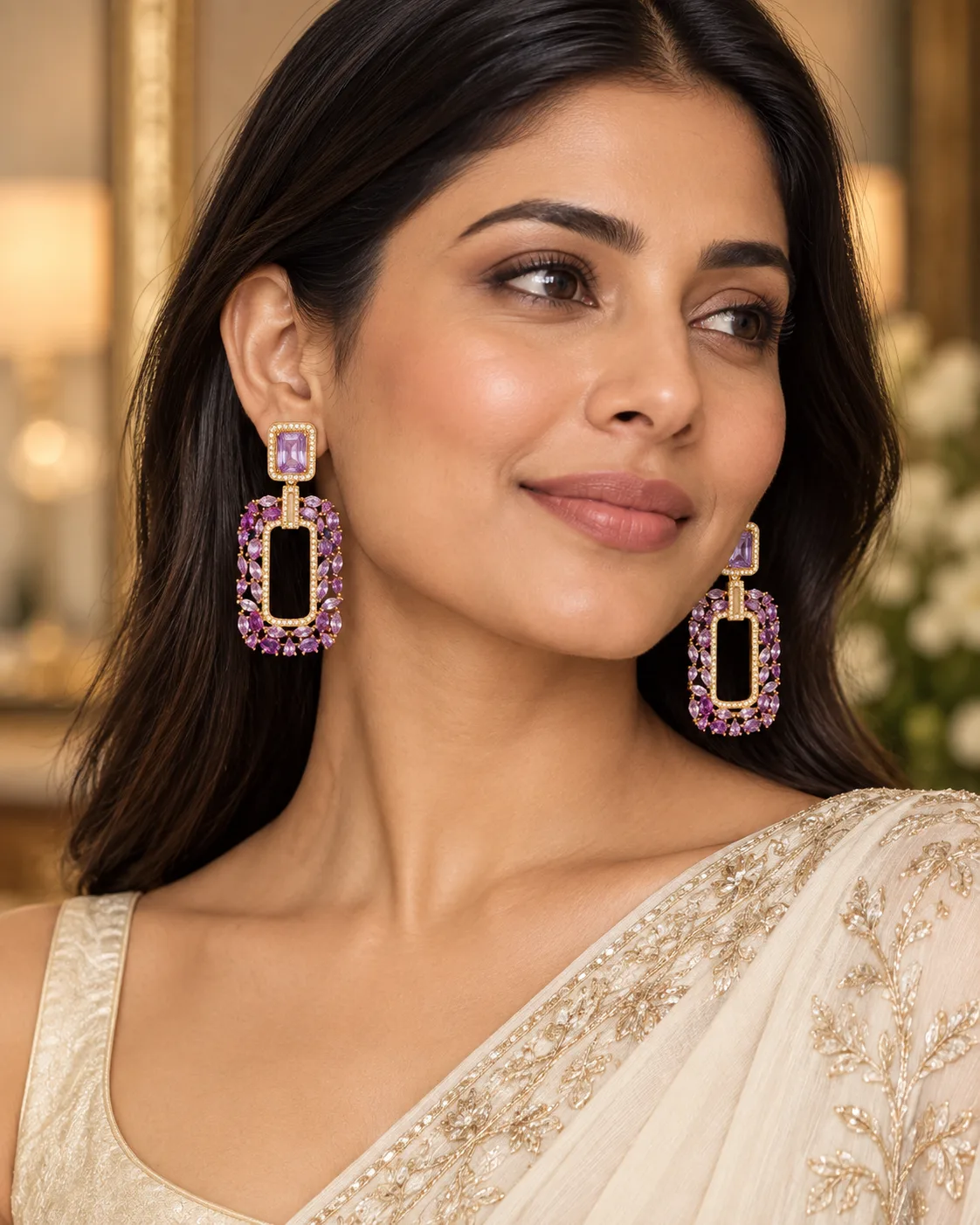 Purple Geometric Earring Set — view 3