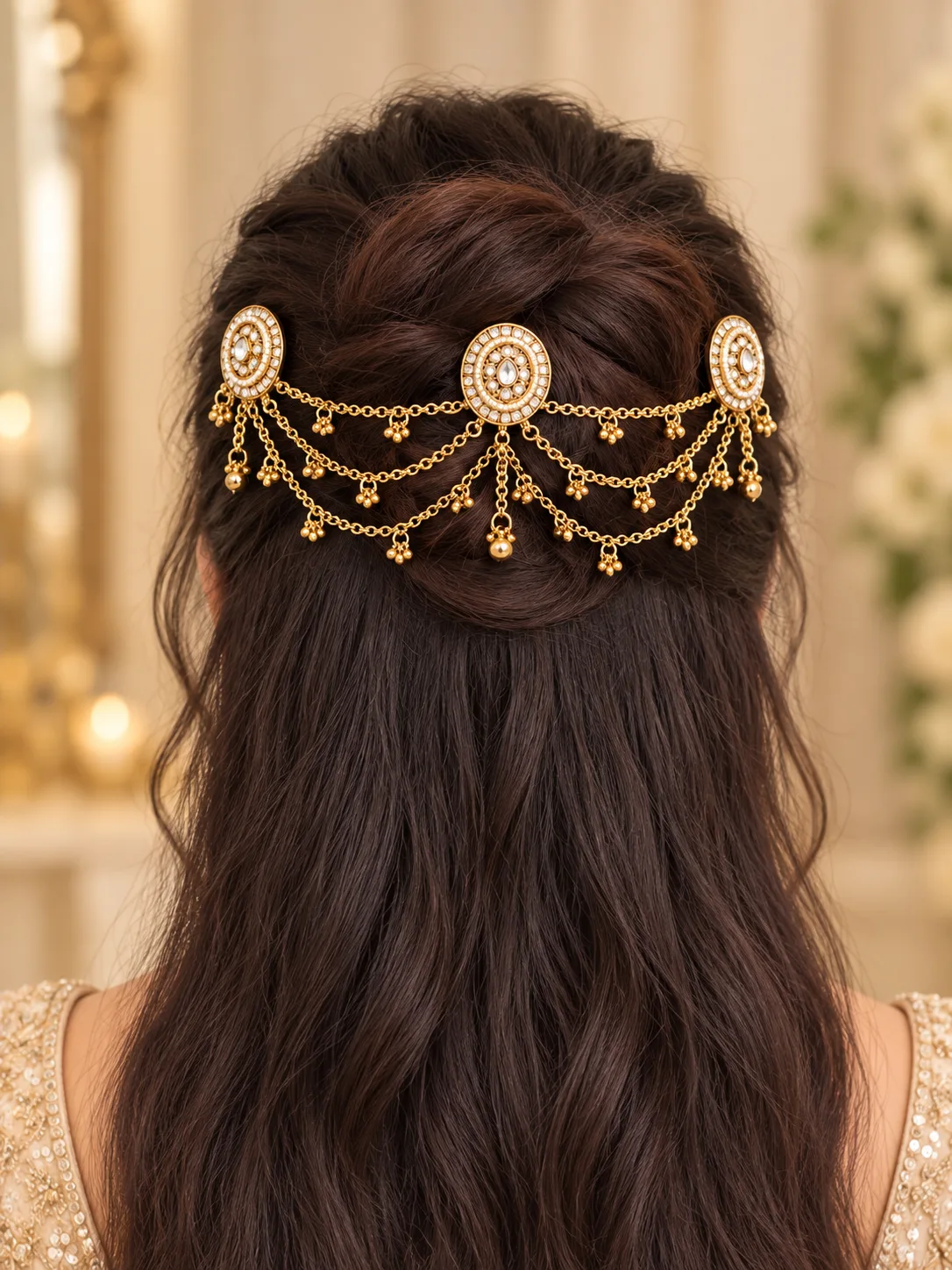 Three Medallion Chain Hair Accessory Set — view 3