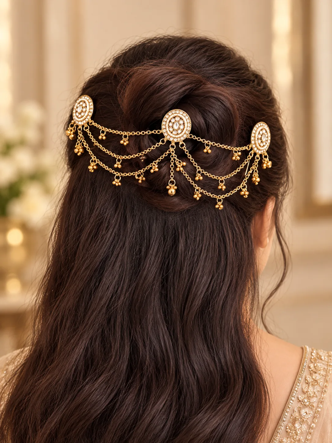 Three Medallion Chain Hair Accessory Set — view 4