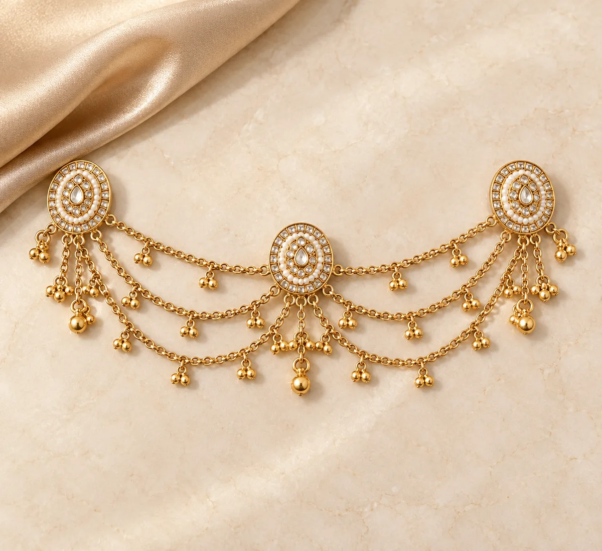 Three Medallion Chain Hair Accessory Set — view 2