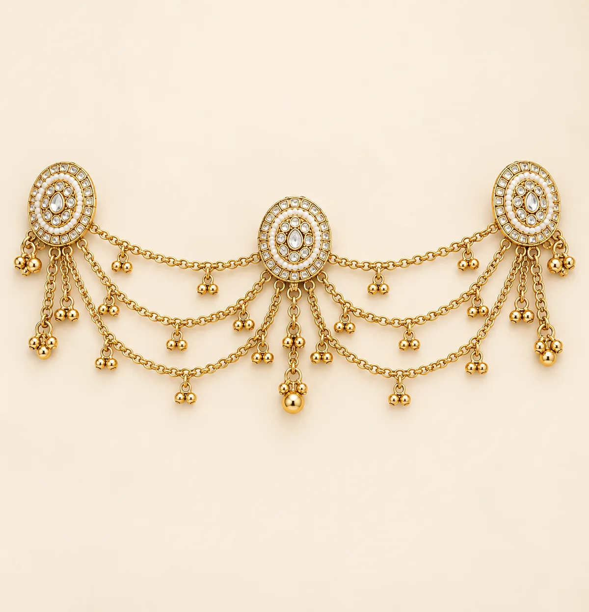 Three Medallion Chain Hair Accessory Set — view 1